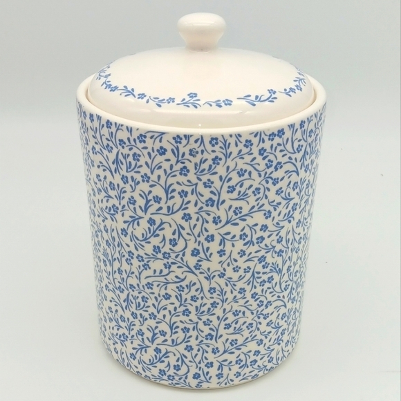 Sur la Table Earthenware Canister cream and blue floral - Picture 1 of 7
